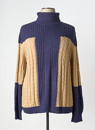 Pull col roulé stretch manches longues bleu SHEEGO femme
