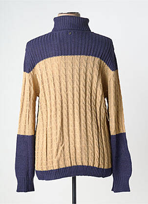 Pull col roulé stretch manches longues bleu SHEEGO femme