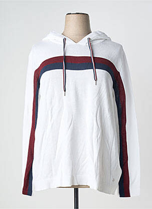 Sweat-shirt à capuche stretch manches longues blanc SHEEGO femme