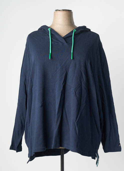 Sweat-shirt à capuche stretch manches longues bleu SHEEGO femme