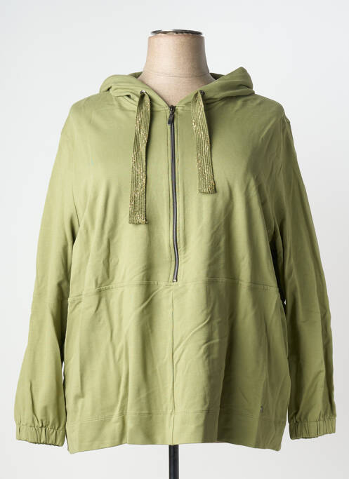Sweat-shirt à capuche col rond manches longues vert SHEEGO femme