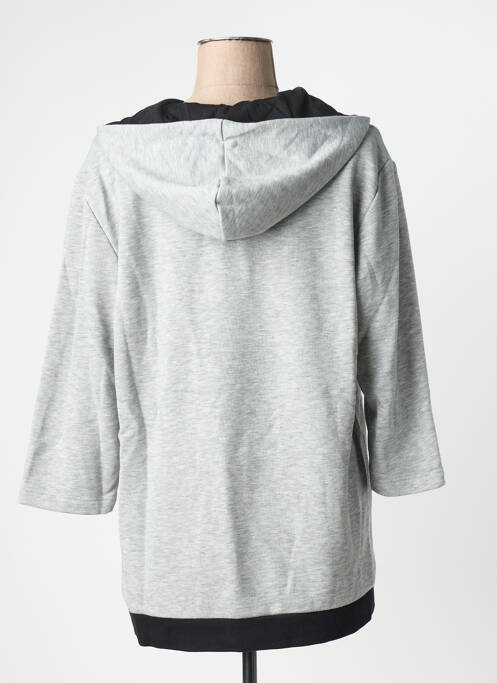Sweat-shirt à capuche stretch manches longues gris SHEEGO femme