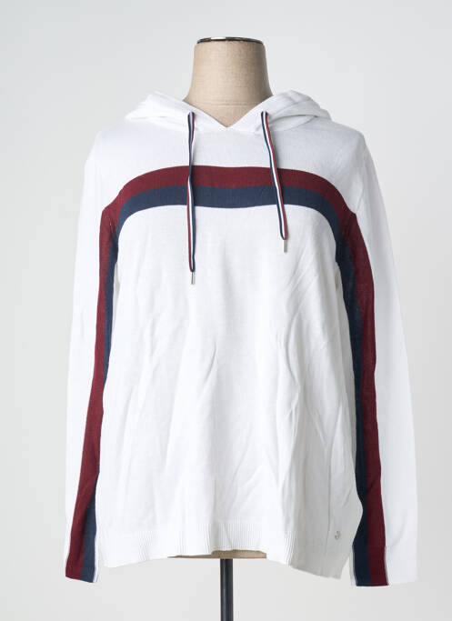 Sweat-shirt à capuche stretch manches longues blanc SHEEGO femme