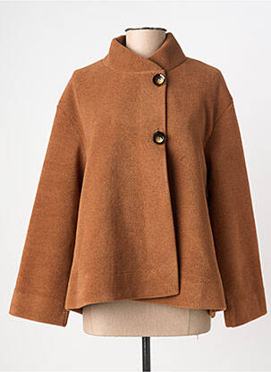 Manteau court coupe droite sans capuche marron KALISSON femme