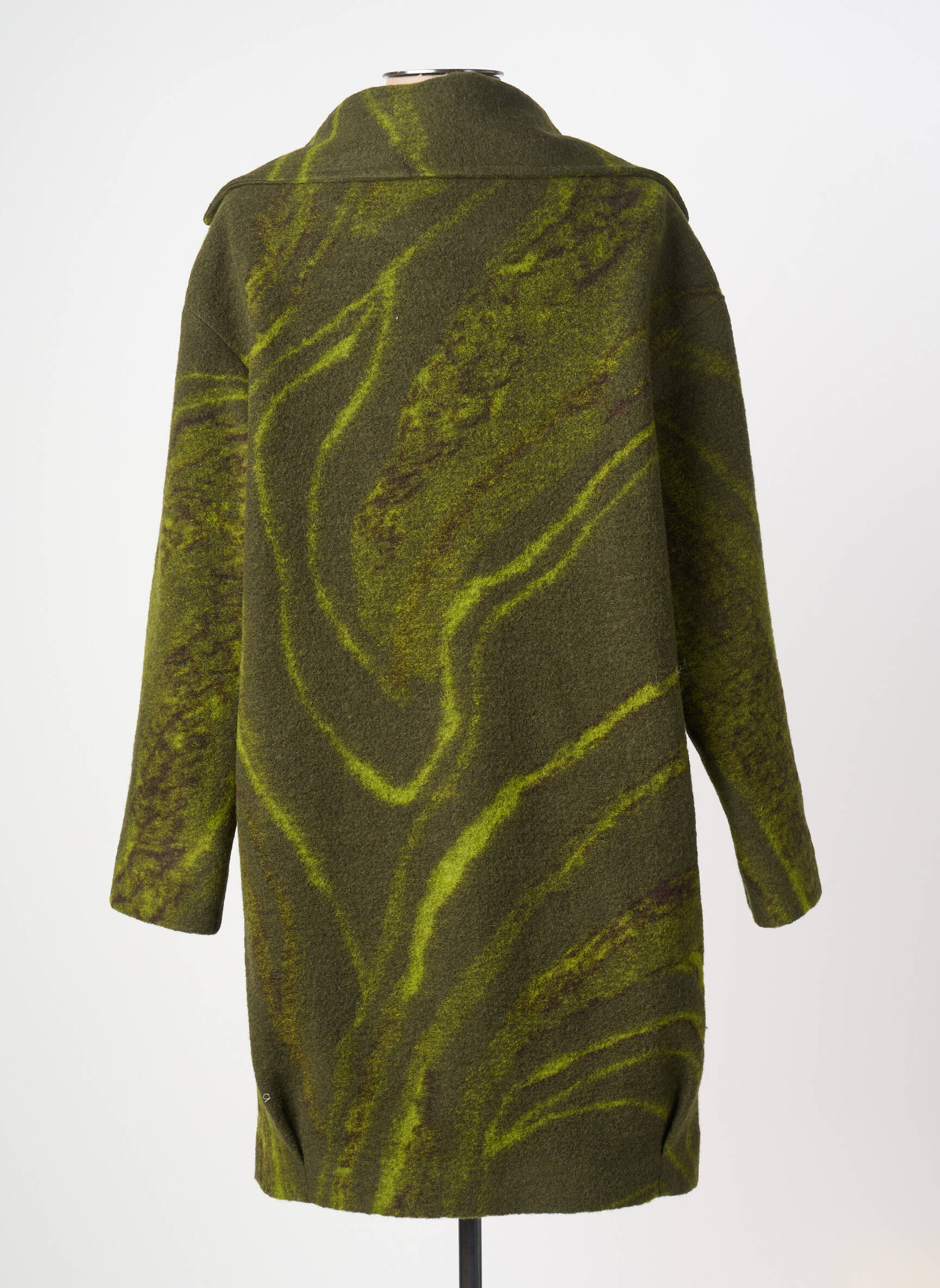 Manteau long coupe droite sans capuche vert CIVAS femme