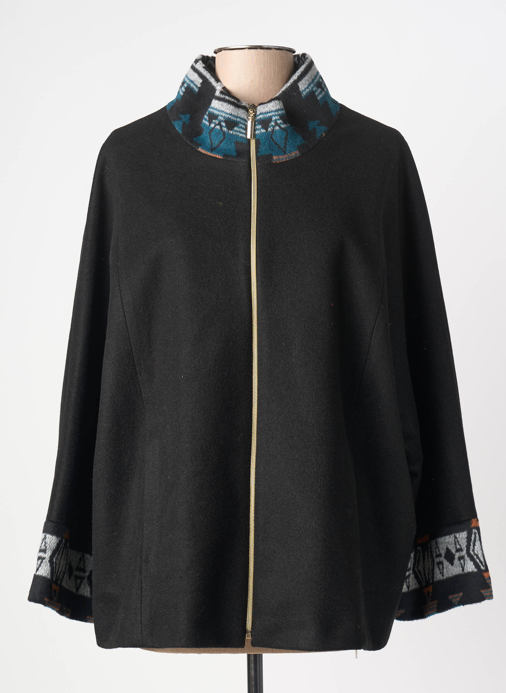 Manteau court coupe droite sans capuche noir TINTA femme