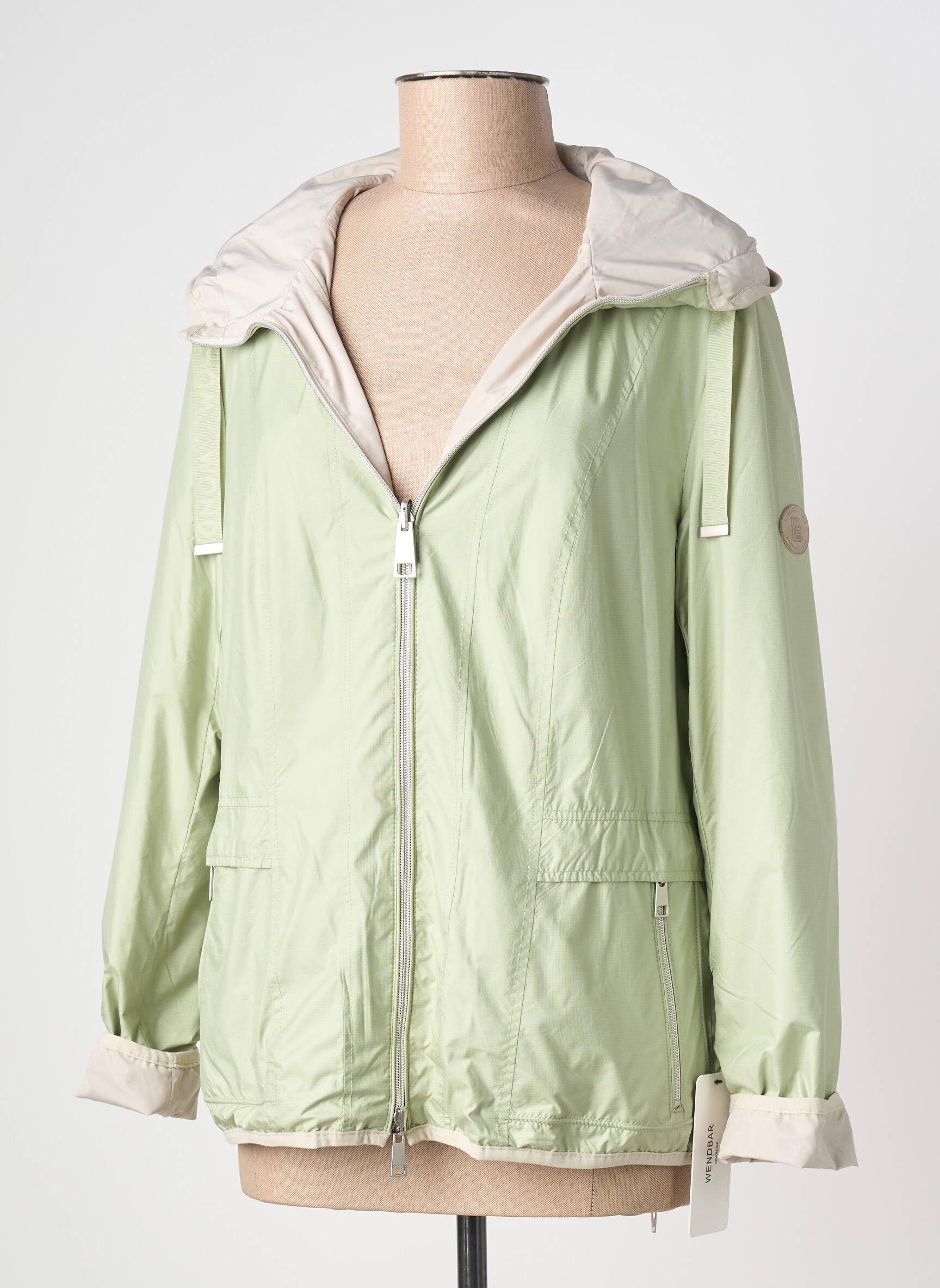Coupe-vent manches longues a capuche vert BARBARA LEBEK femme
