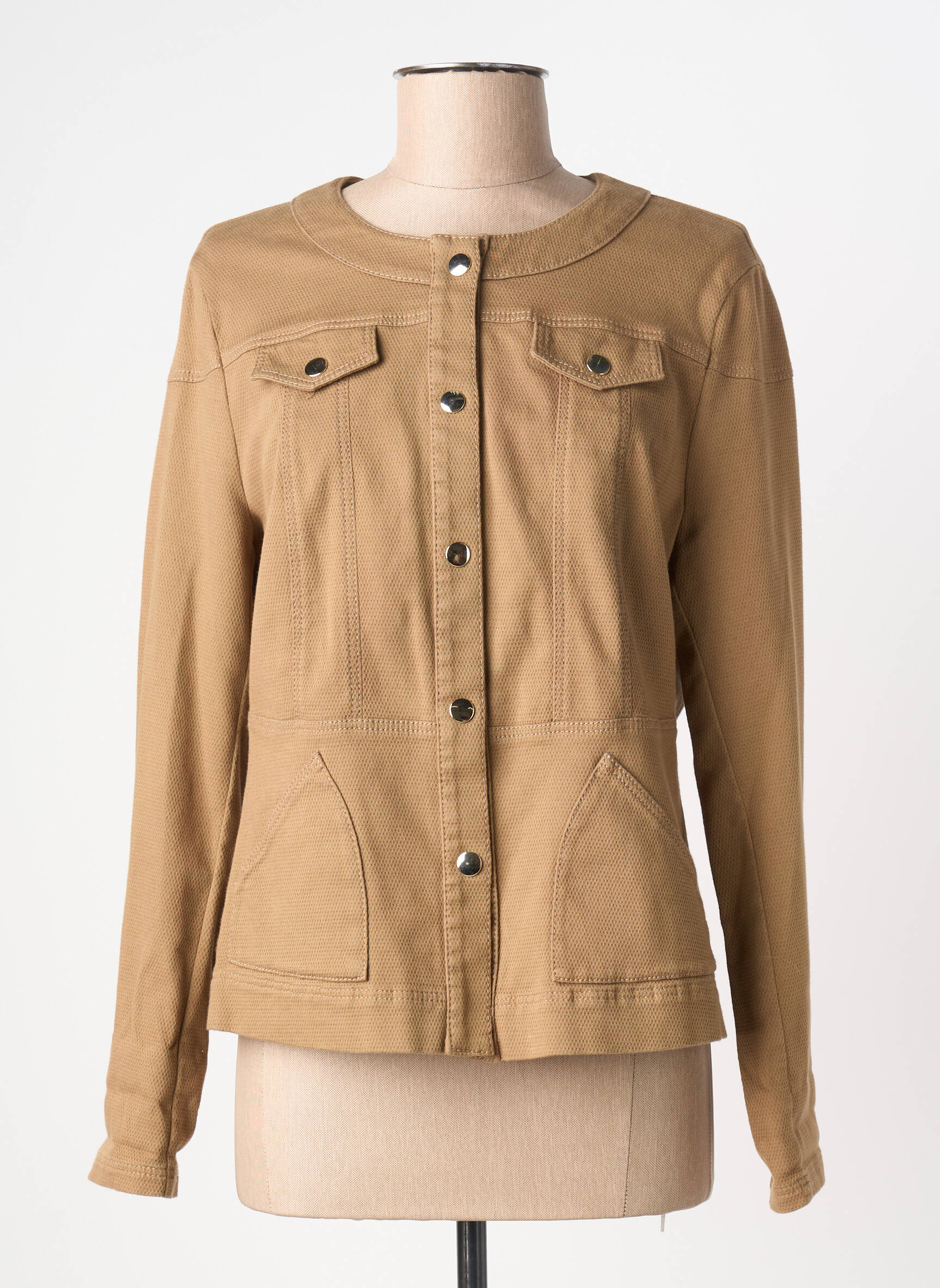 Veste casual col rond marron FRANK WALDER femme