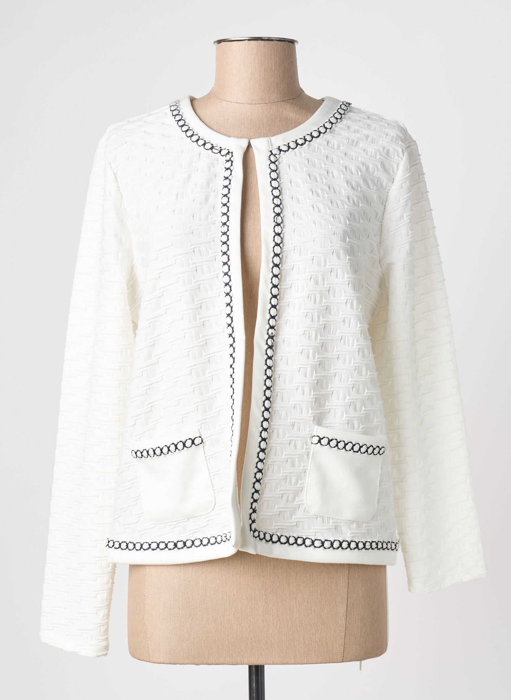 Veste casual col rond blanc BARBARA LEBEK femme