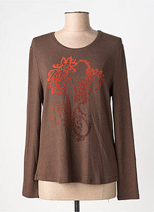 Top stretch manches longues marron BARBARA LEBEK femme