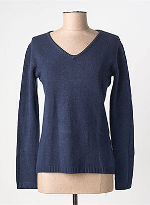 Pull coupe cintrée manches longues bleu COULEURS DU TEMPS femme