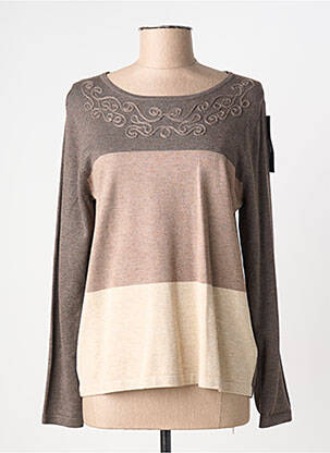 Pull coupe cintrée manches longues marron TRIPODE femme