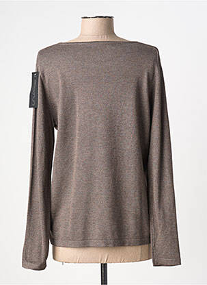Pull coupe cintrée manches longues marron TRIPODE femme
