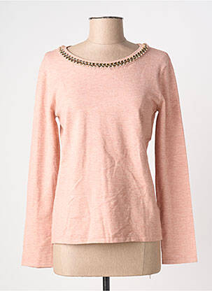 Pull tissage chiné manches longues rose ANANKE femme
