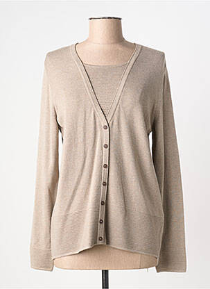Gilet manches longues col rond beige RABE femme