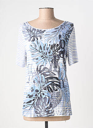 T-shirt stretch manches courtes bleu BARBARA LEBEK femme