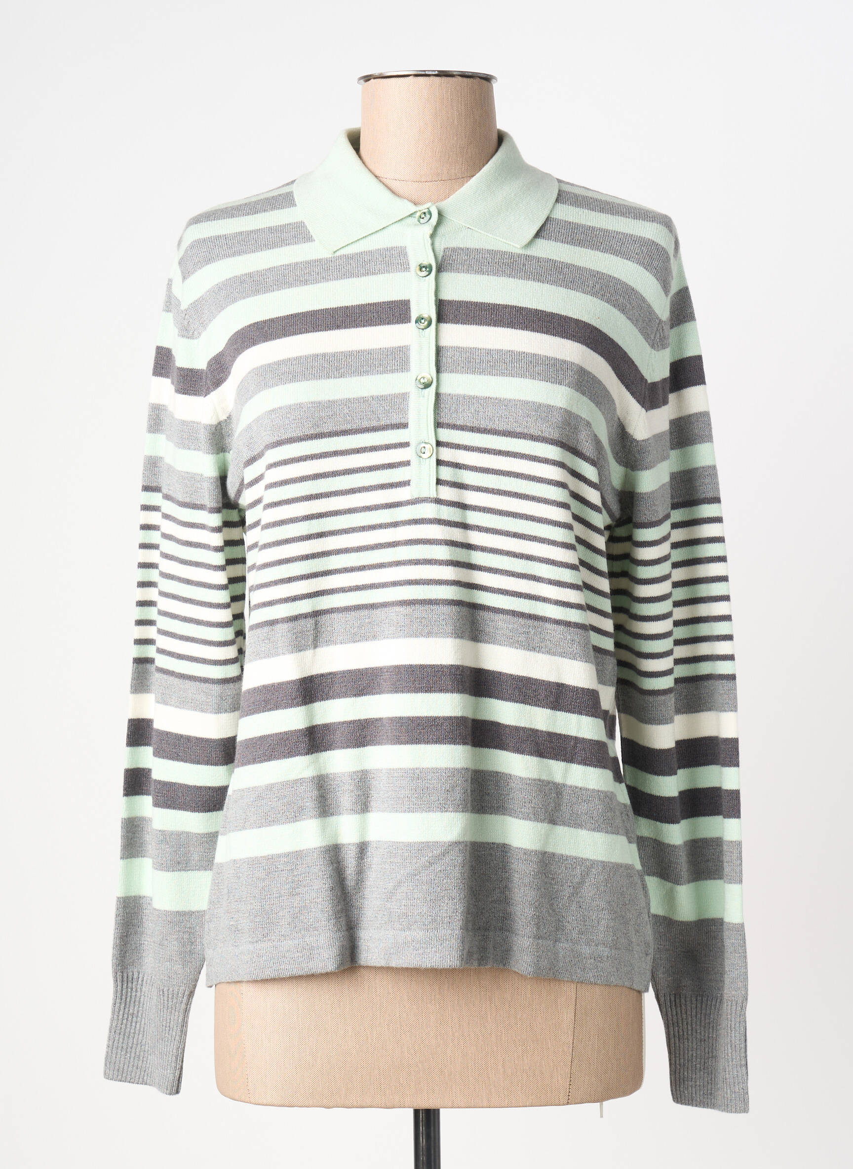 Polo imprimé rayures manches longues gris RABE femme