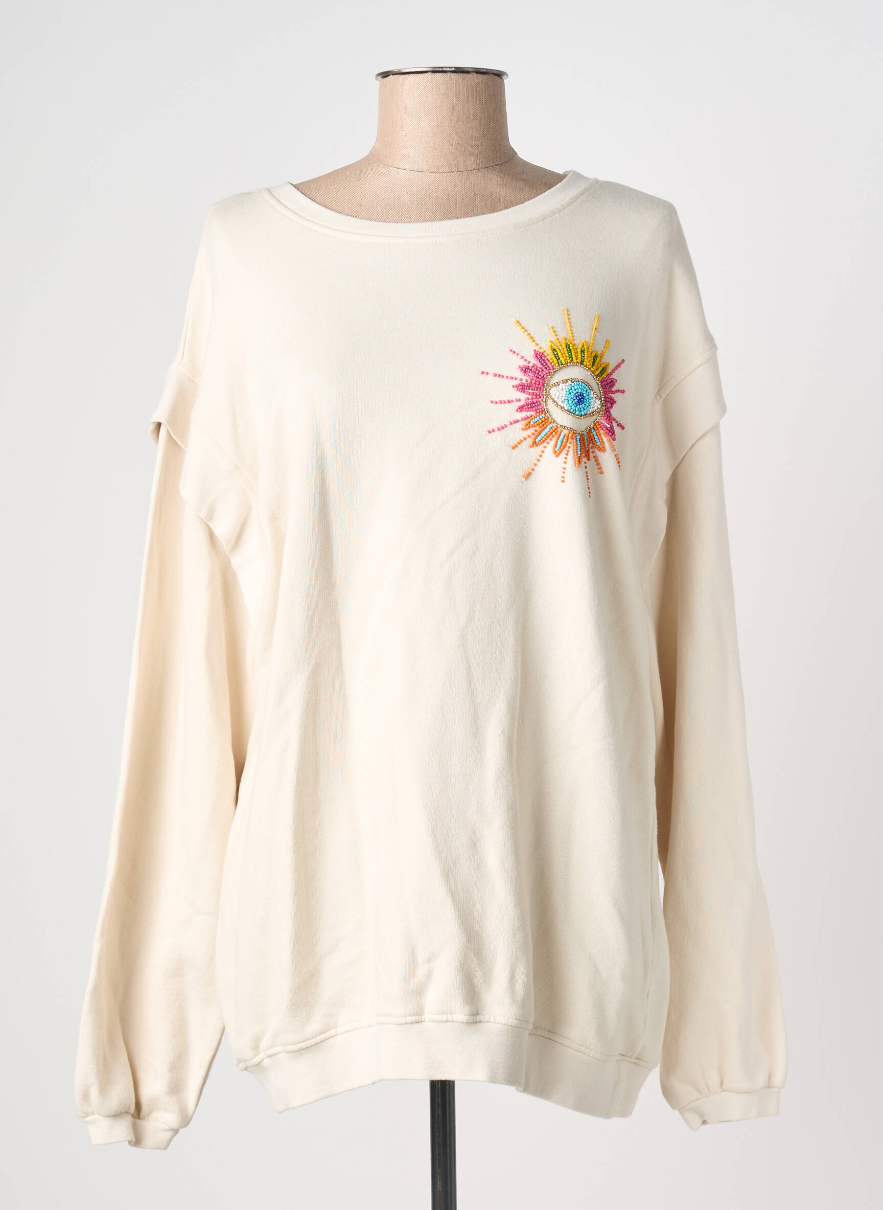 Sweat-shirt stretch manches longues beige GOLD & SILVER femme