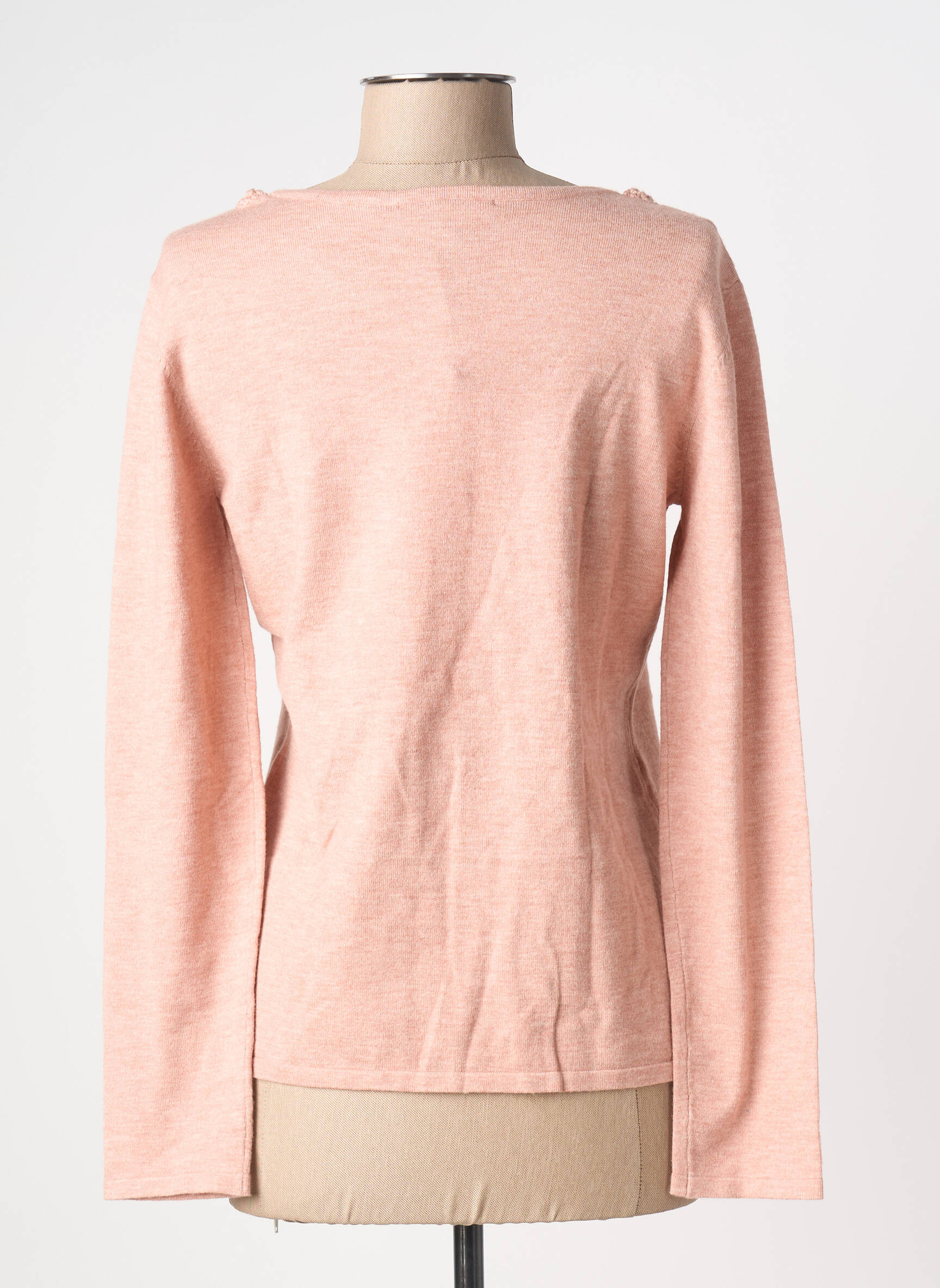 Pull tissage chiné manches longues rose ANANKE femme