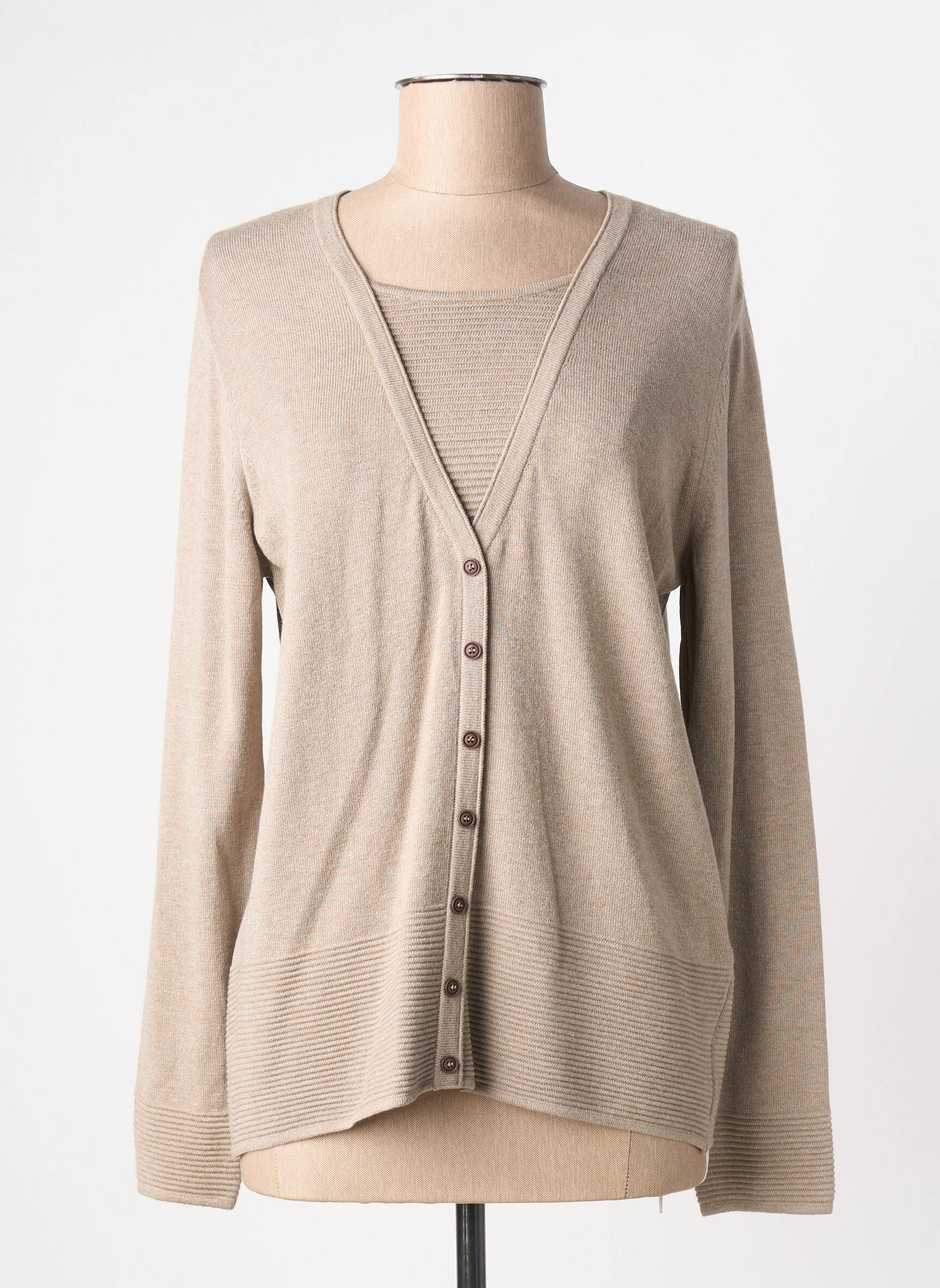 Gilet manches longues col rond beige RABE femme