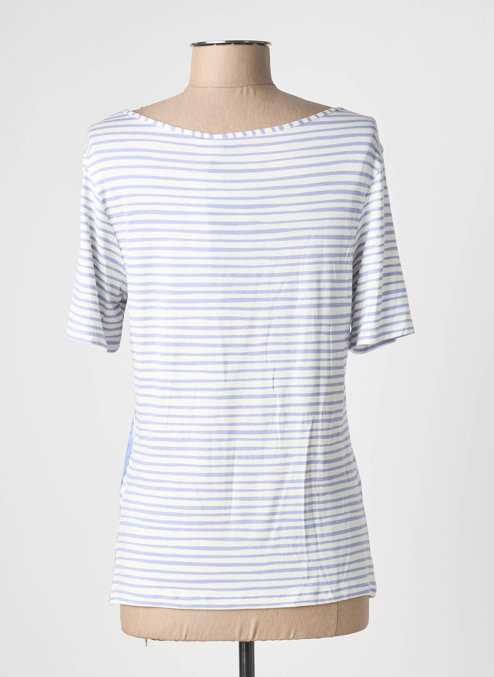 T-shirt stretch manches courtes bleu BARBARA LEBEK femme