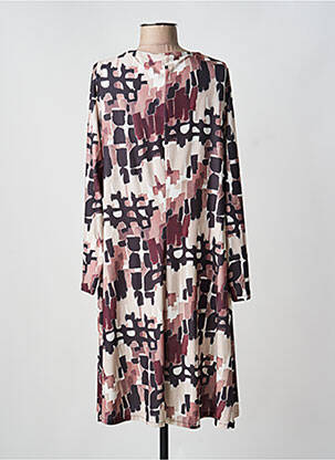 Robe mi-longue imprimé fantaisie manches longues marron AN II VITO femme