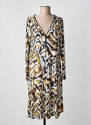 Robe mi-longue imprimé fantaisie manches longues vert AN II VITO femme