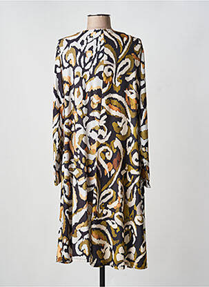 Robe mi-longue imprimé fantaisie manches longues vert AN II VITO femme