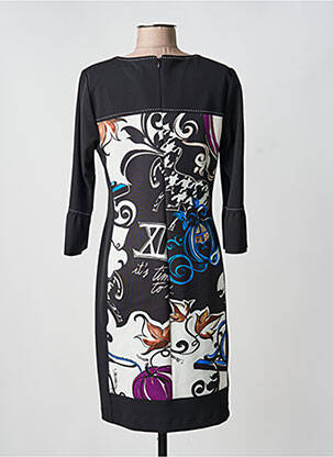 Robe mi-longue imprimé fantaisie manches longues noir DIVAS femme
