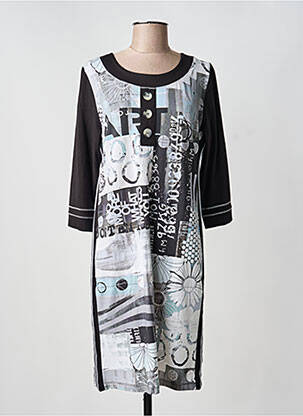 Robe mi-longue manches 3/4 manches 3/4 noir DOLCEZZA femme