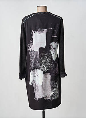 Robe mi-longue imprimé fantaisie manches longues noir DIVAS femme