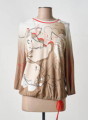 T-shirt manches 3/4 manches 3/4 beige FRANK WALDER femme