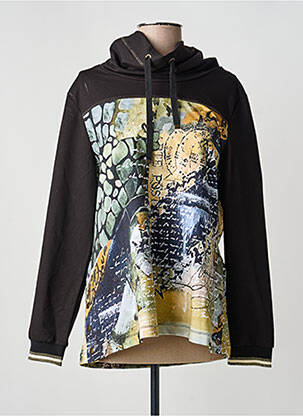 Sweat-shirt à capuche stretch manches longues noir DOLCEZZA femme