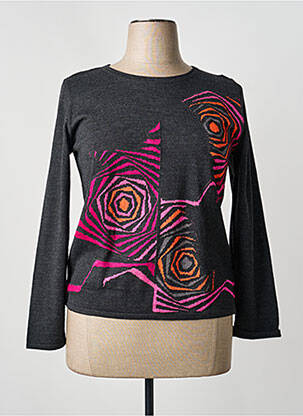 Pull tissage chiné manches longues gris TELMAIL femme