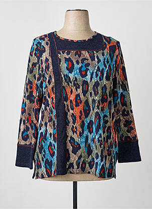Pull coupe cintrée manches longues bleu GUY DUBOUIS femme