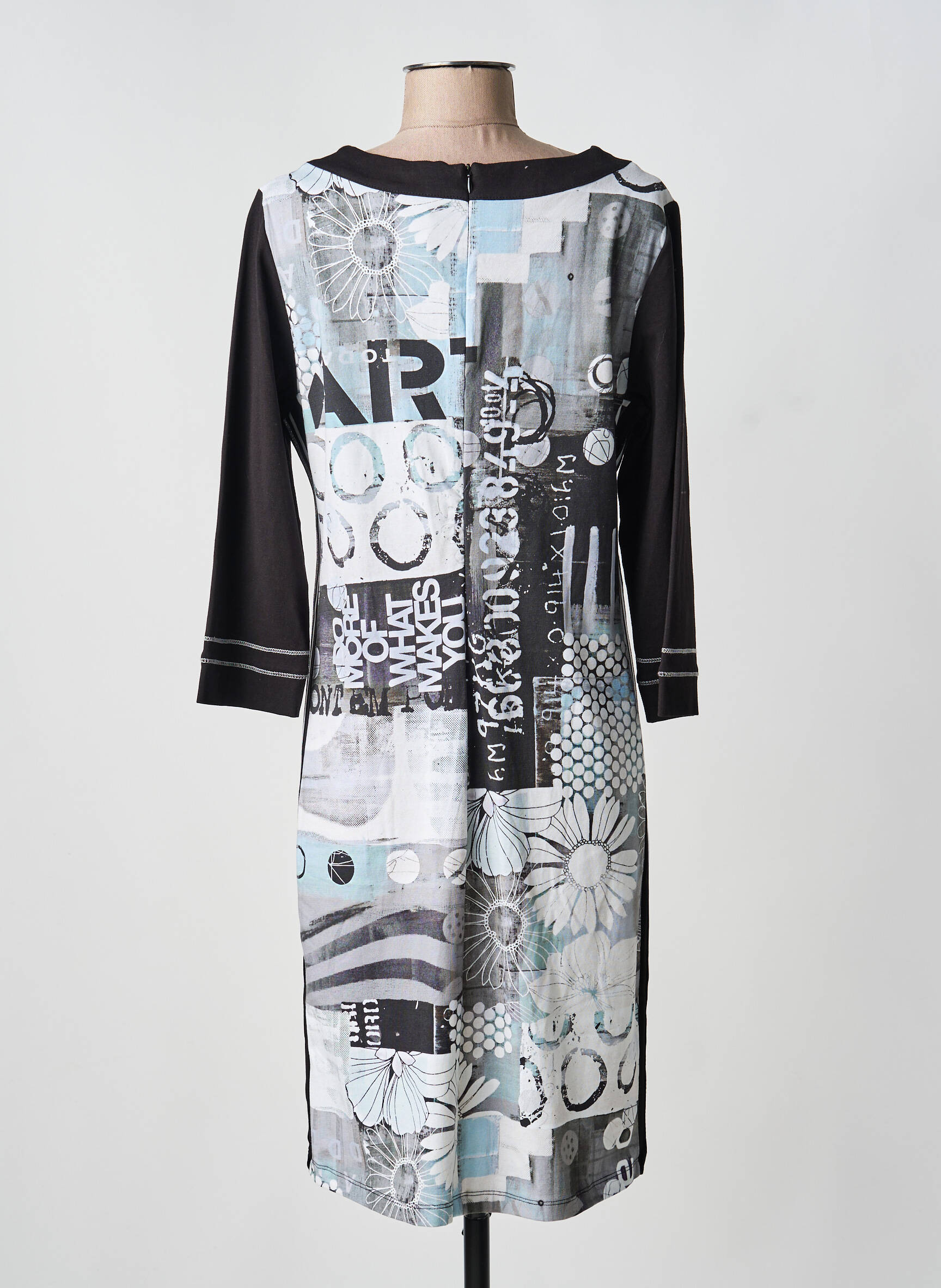 Robe mi-longue manches 3/4 manches 3/4 noir DOLCEZZA femme