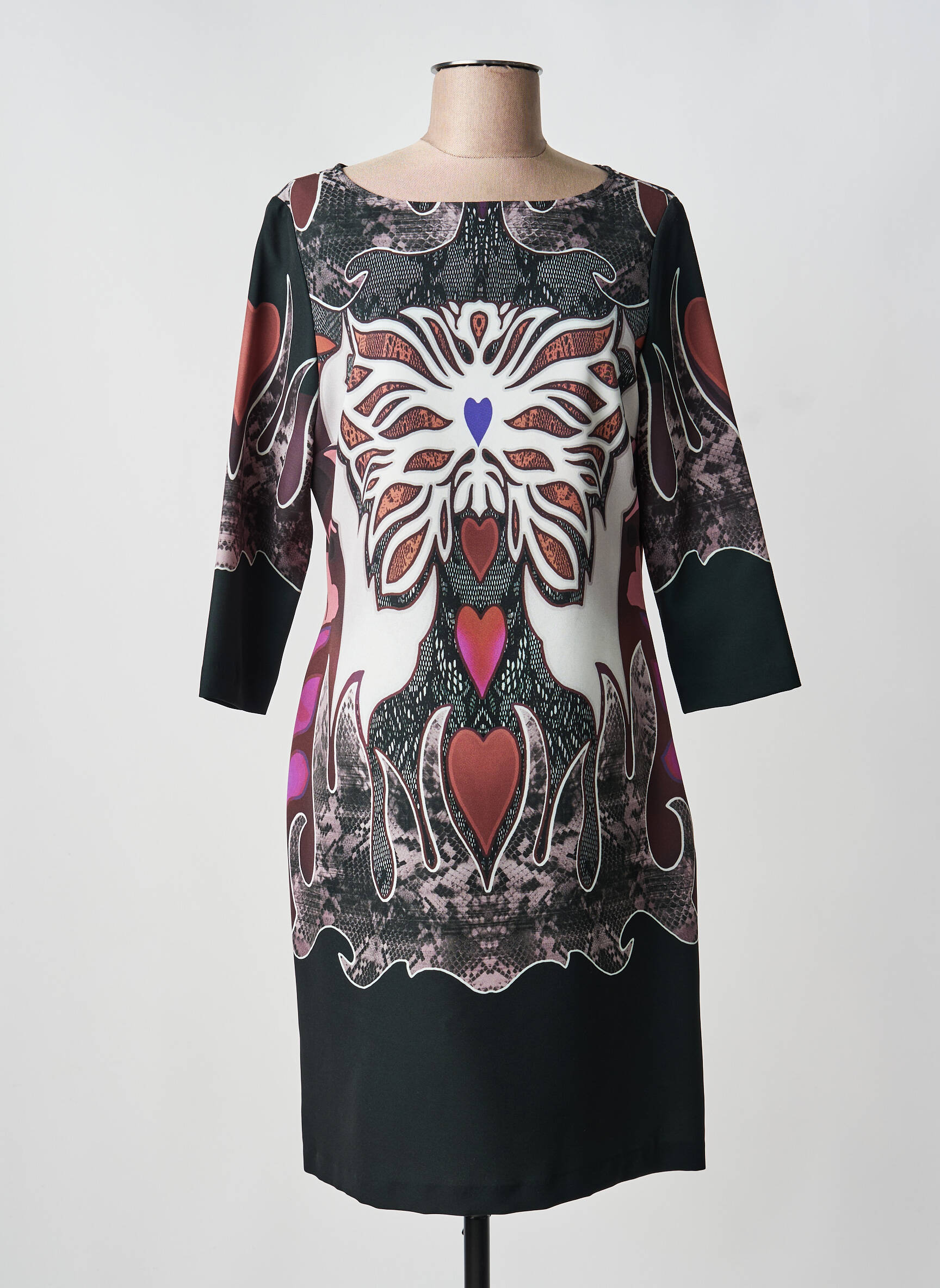Robe mi-longue manches 3/4 manches 3/4 noir DIVAS femme