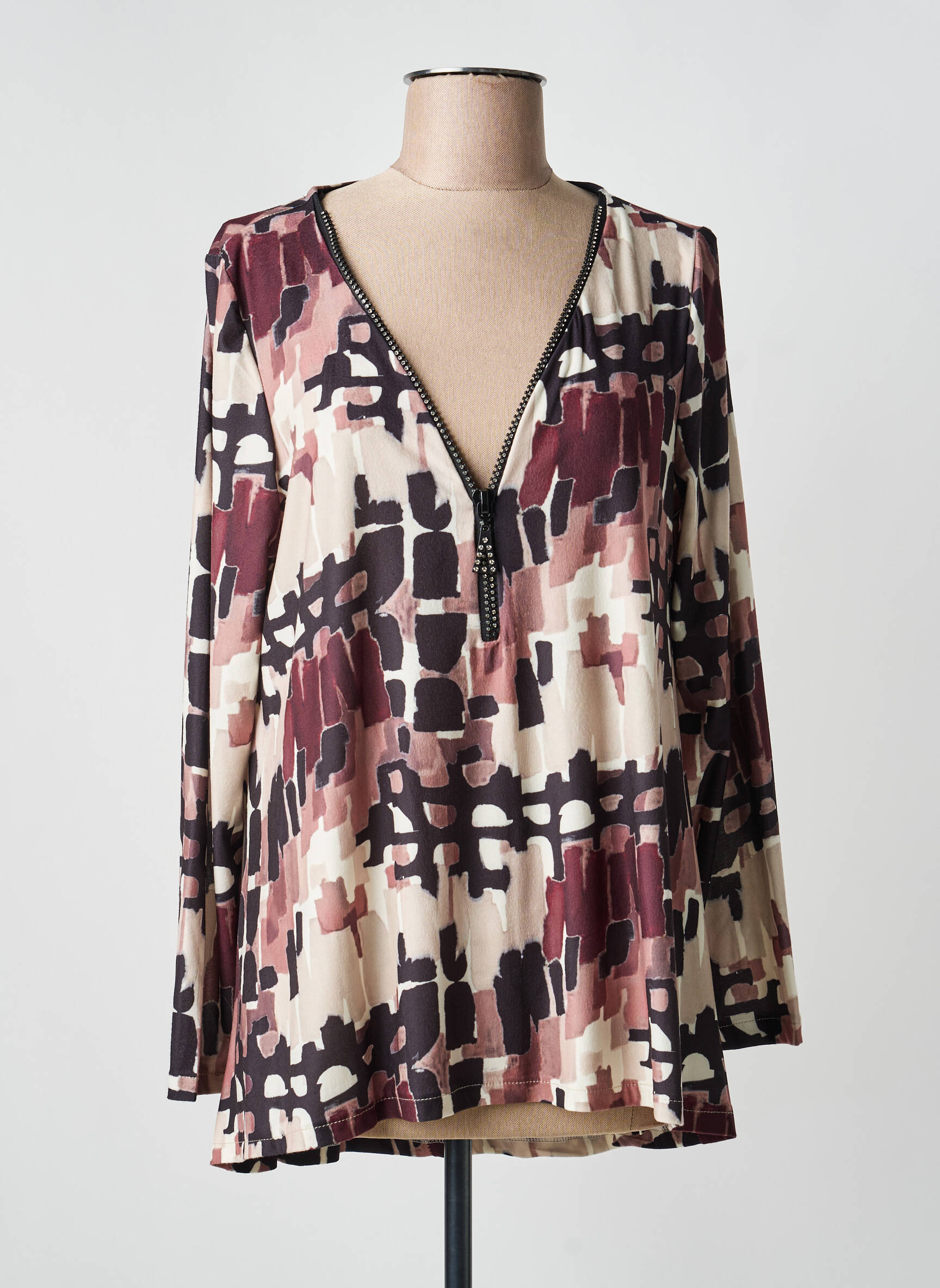 Top stretch manches longues marron AN II VITO femme