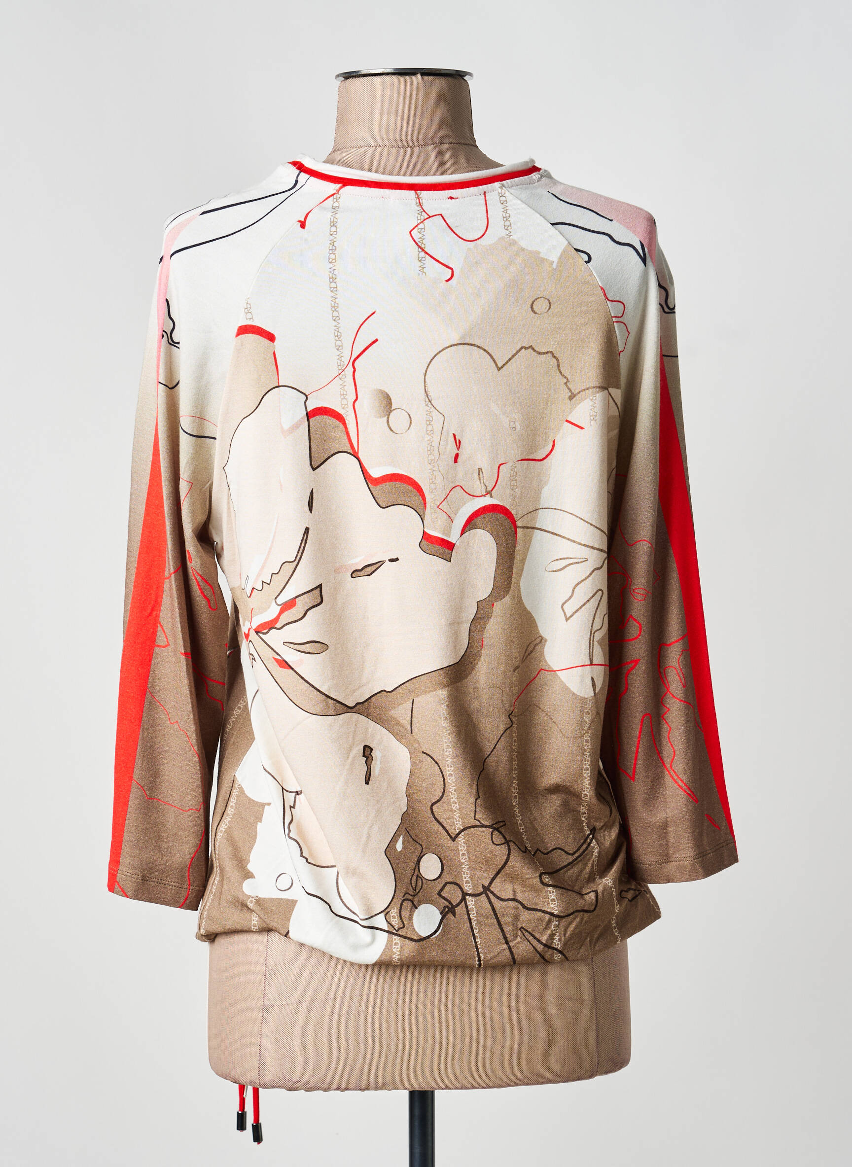 T-shirt manches 3/4 manches 3/4 beige FRANK WALDER femme