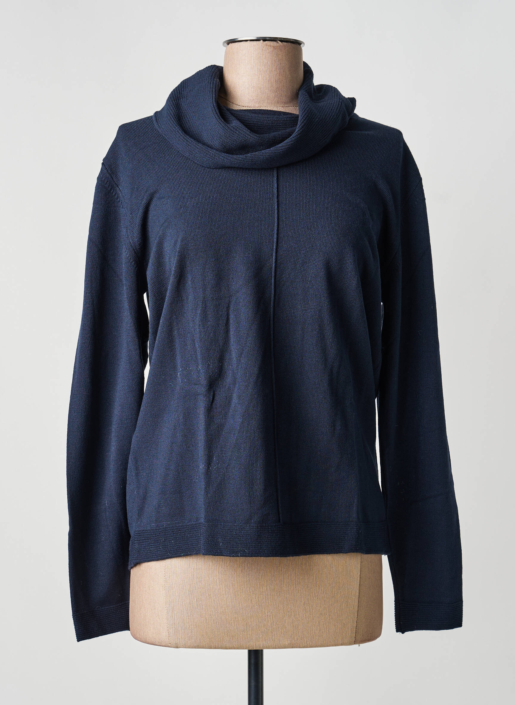 Pull col roulé coupe cintrée manches longues bleu BARBARA LEBEK femme