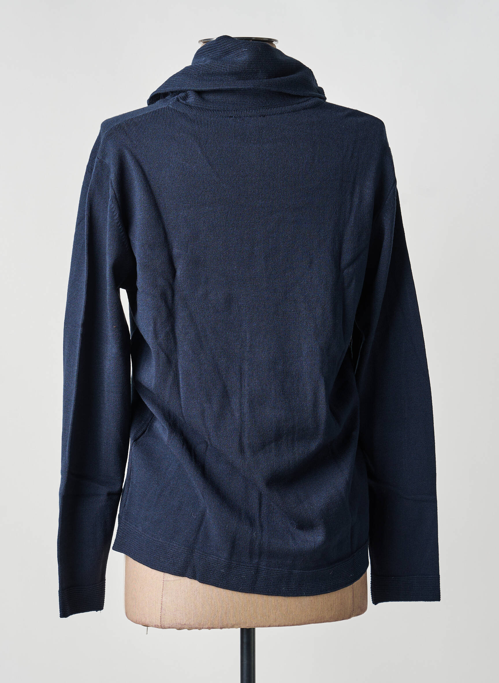 Pull col roulé coupe cintrée manches longues bleu BARBARA LEBEK femme