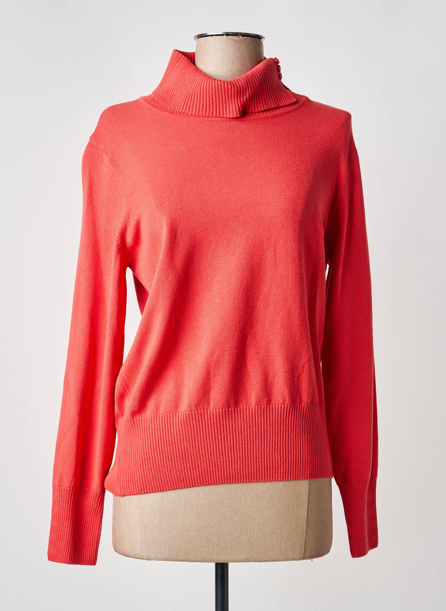 Pull col roulé stretch manches longues orange RABE femme