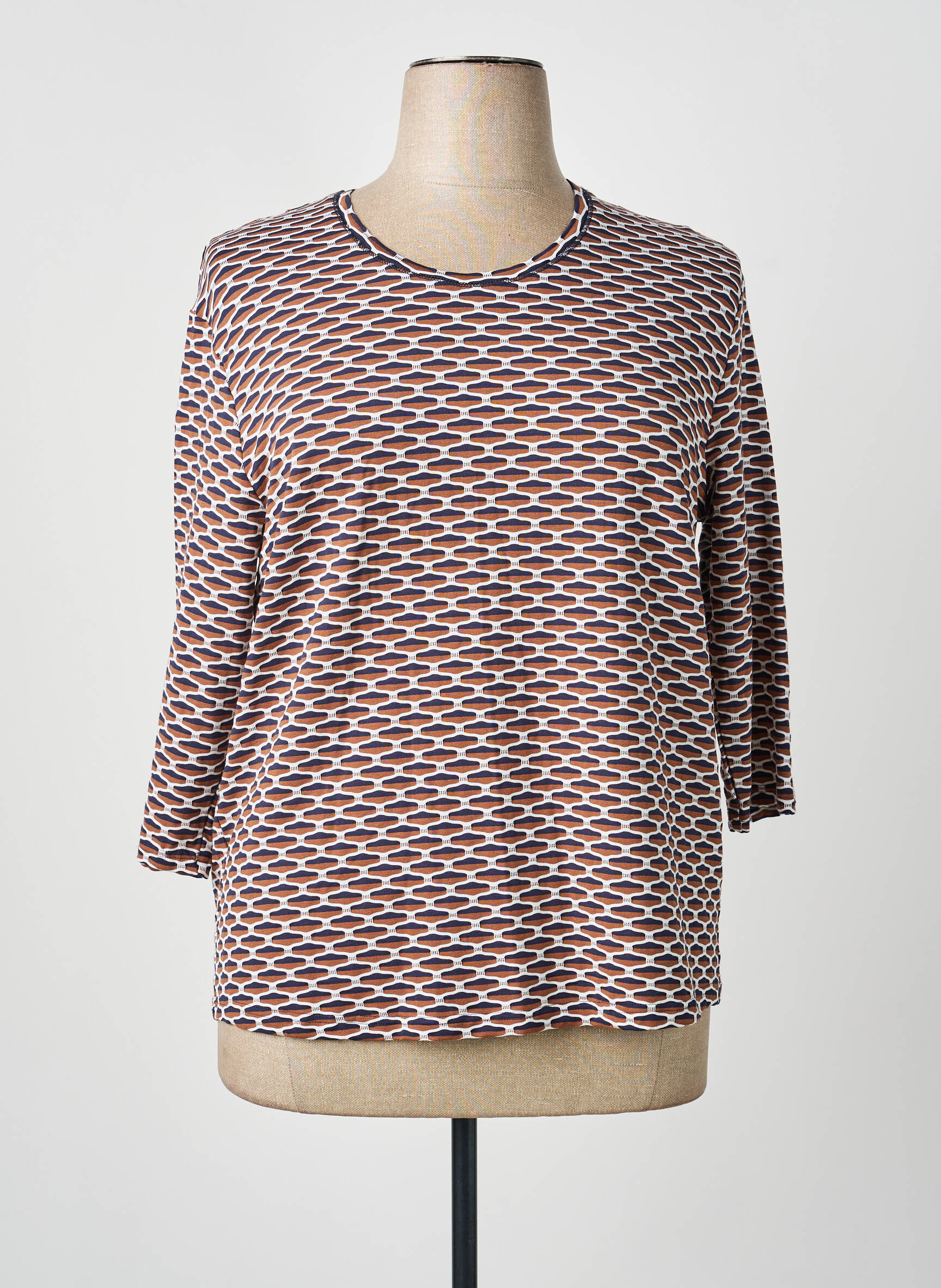 T-shirt manches 3/4 manches 3/4 marron FRANK WALDER femme