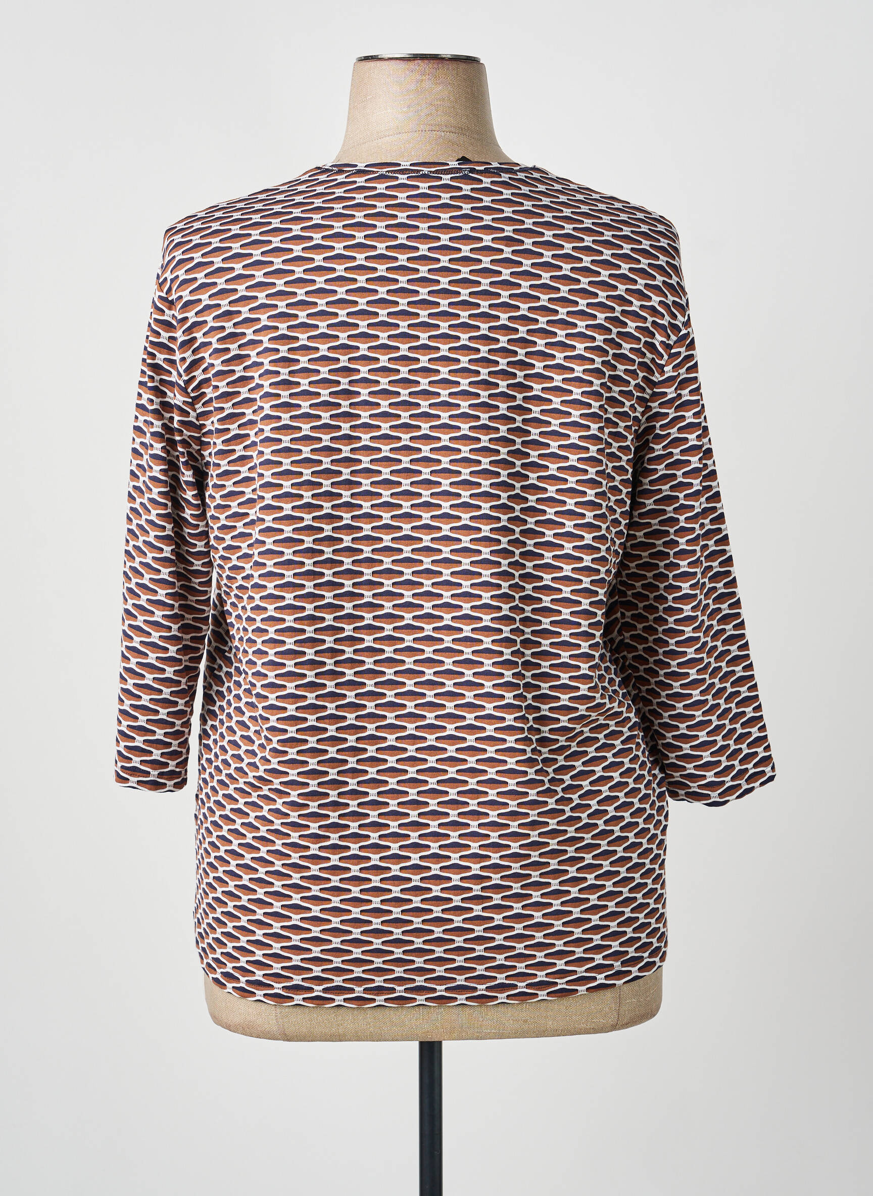 T-shirt manches 3/4 manches 3/4 marron FRANK WALDER femme