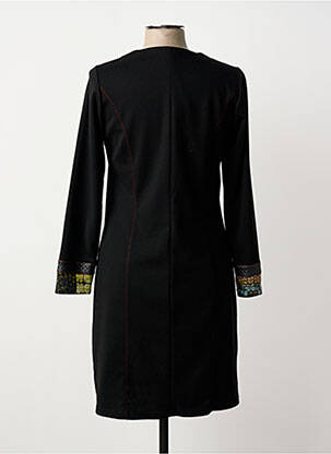 Robe mi-longue imprimé fantaisie manches longues noir GUY DUBOUIS femme