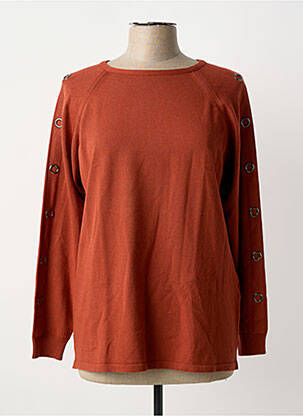 Pull col bateau manches longues orange BARBARA LEBEK femme