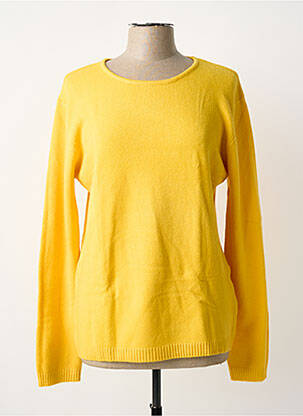 Pull coupe cintrée manches longues jaune COULEURS DU TEMPS femme