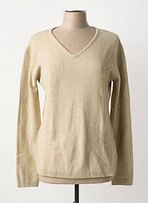 Pull coupe cintrée manches longues beige COULEURS DU TEMPS femme
