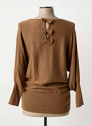 Pull tissage chiné manches 3/4 marron MARBLE femme