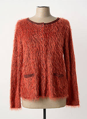 Gilet manches longues col rond orange FRANK WALDER femme